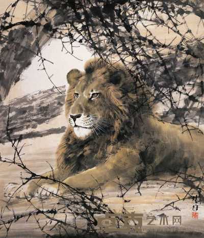 方楚雄 1989年作 狮子 立轴 79.5×68cm